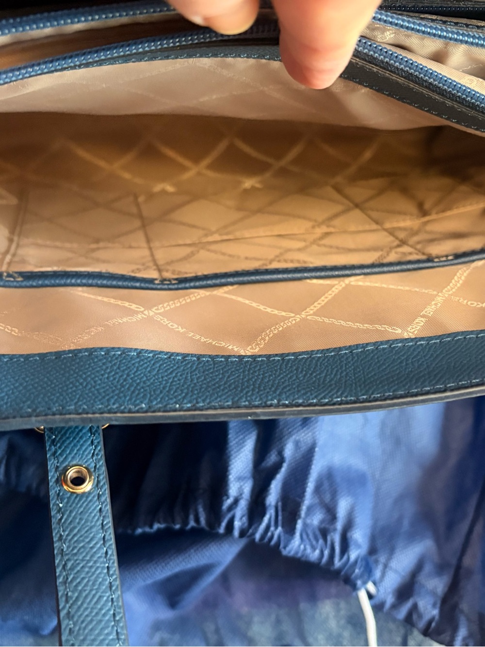 Michael Kors Dusty Blue Saffiano Leather Tote with Gold Hardware - Picture 11 of 11